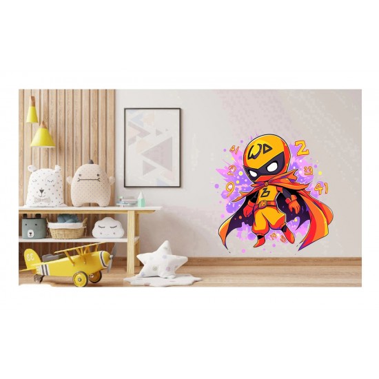 Sticker decorativ Baiat Supererou, Portocaliu, 61 cm, 1311STK