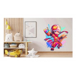 Sticker decorativ Baiat Supererou, Rosu, 63 cm, 1311STK-6