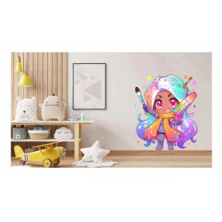 Sticker decorativ Fata Supererou, Roz, 63 cm, 1311STK-7