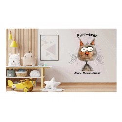Sticker decorativ Pisica, Gri, 76 cm, 1313STK-6