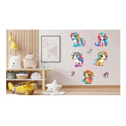 Sticker decorativ Waterproof cu Unicorni,  90x60 cm, 1314STK-1