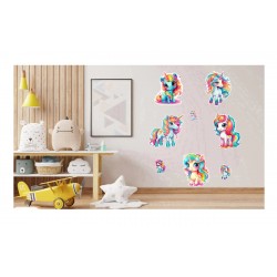 Sticker decorativ Waterproof cu Unicorni,  78x60 cm, 1314STK-2