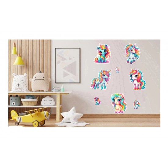 Sticker decorativ Waterproof cu Unicorni,  78x60 cm, 1314STK-2