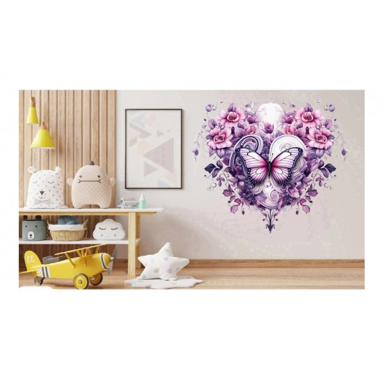 Sticker decorativ Fluture, Roz, 69 cm, 1316STK-1