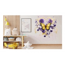 Sticker decorativ Fluture, Galben, 60 cm, 1316STK-3