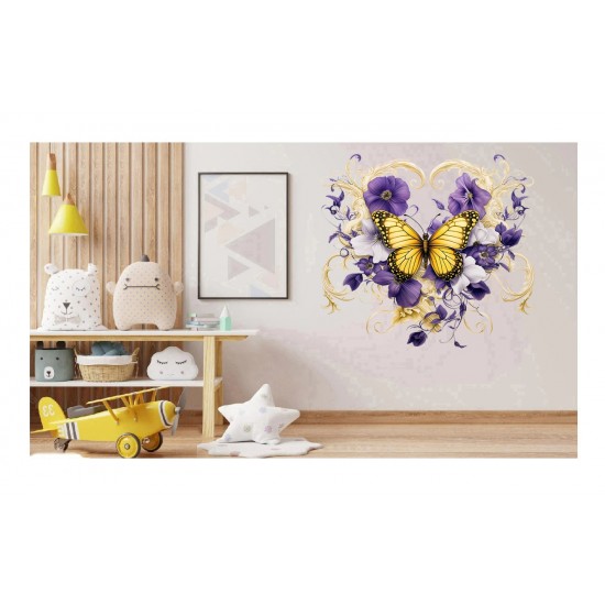 Sticker decorativ Fluture, Galben, 60 cm, 1316STK-3
