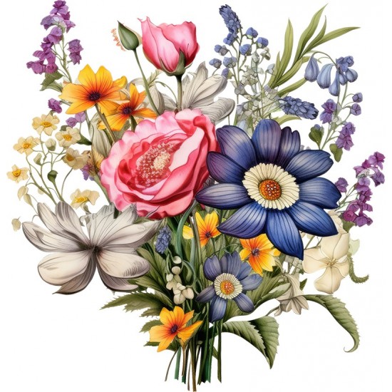 Sticker decorativ, Flori Salbatice, Multicolor, 62 cm, 1319STK-10 Sticker decorativ, Flori Salbatice, Multicolor, 62 cm, 1319STK-10
