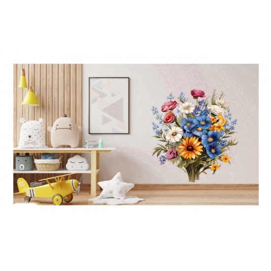 Sticker decorativ, Flori Salbatice, Alb, 67 cm, 1319STK-2
