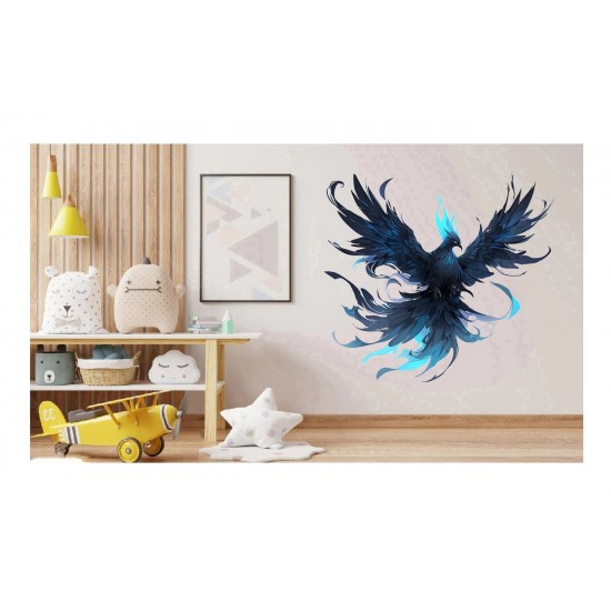 Sticker decorativ, Pasarea Phoenix, Negru, 61 cm, 1323STK