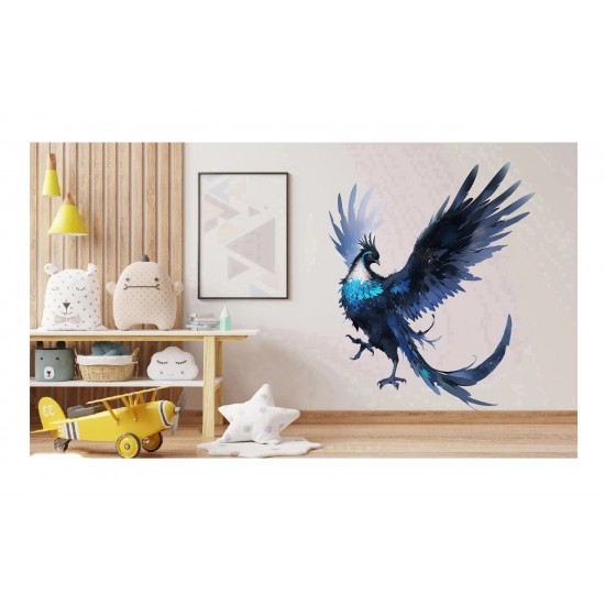Sticker decorativ, Pasarea Phoenix, Negru, 72 cm, 1323STK-2