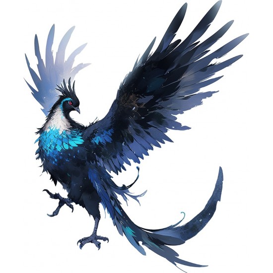 Sticker decorativ, Pasarea Phoenix, Negru, 72 cm, 1323STK-2