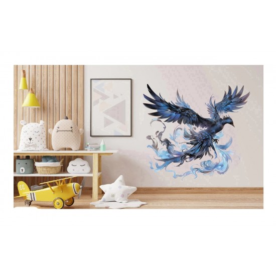 Sticker decorativ, Pasarea Phoenix, Albastru, 60 cm, 1323STK-3