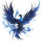 Sticker decorativ, Pasarea Phoenix, Albastru, 63 cm, 1323STK-5