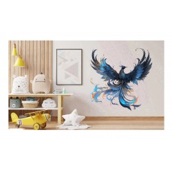 Sticker decorativ, Pasarea Phoenix, Turcoaz, 61 cm, 1323STK-6
