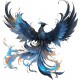 Sticker decorativ, Pasarea Phoenix, Turcoaz, 61 cm, 1323STK-6