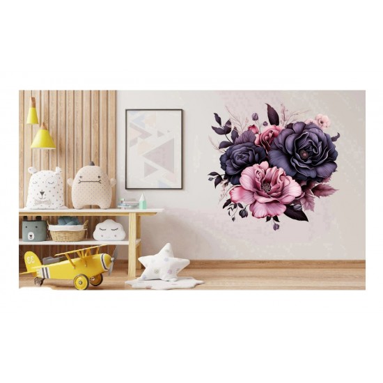 Sticker decorativ, Flori, Roz, 60 cm, 1325STK