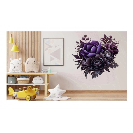 Sticker decorativ, Flori, Negru, 62 cm, 1325STK-4