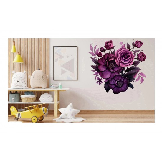 Sticker decorativ, Flori, Roz, 62 cm, 1325STK-5