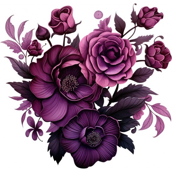 Sticker decorativ, Flori, Roz, 62 cm, 1325STK-5