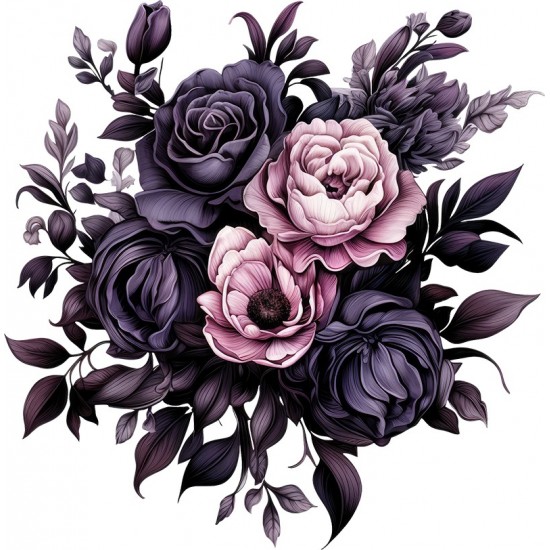Sticker decorativ, Flori, Negru, 61 cm, 1325STK-8 Sticker decorativ, Flori, Negru, 61 cm, 1325STK-8