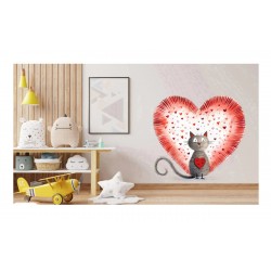 Sticker decorativ, Pisica, Rosu, 60 cm, 1326STK
