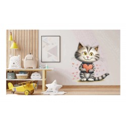 Sticker decorativ, Pisica, Gri, 68 cm, 1326STK-1