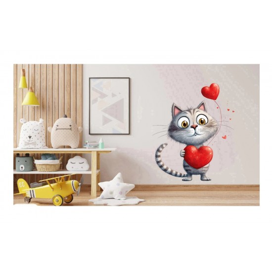 Sticker decorativ, Pisica, Alb, 73 cm, 1326STK-3