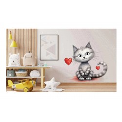 Sticker decorativ, Pisica, Alb, 66 cm, 1326STK-5