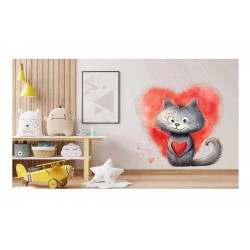 Sticker decorativ, Pisica, Rosu, 60 cm, 1326STK-6