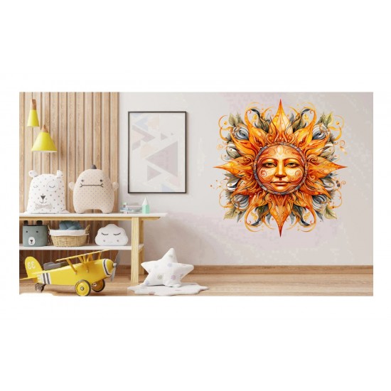 Sticker decorativ, Soare, Portocaliu, 62 cm, 1328STK-4