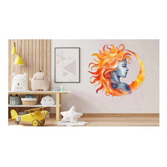 Sticker decorativ, Woman, Turcoaz, 63 cm, 1328STK-5