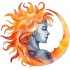 Sticker decorativ, Woman, Turcoaz, 63 cm, 1328STK-5