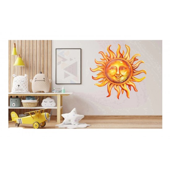 Sticker decorativ, Soare, Portocaliu, 60 cm, 1328STK-6