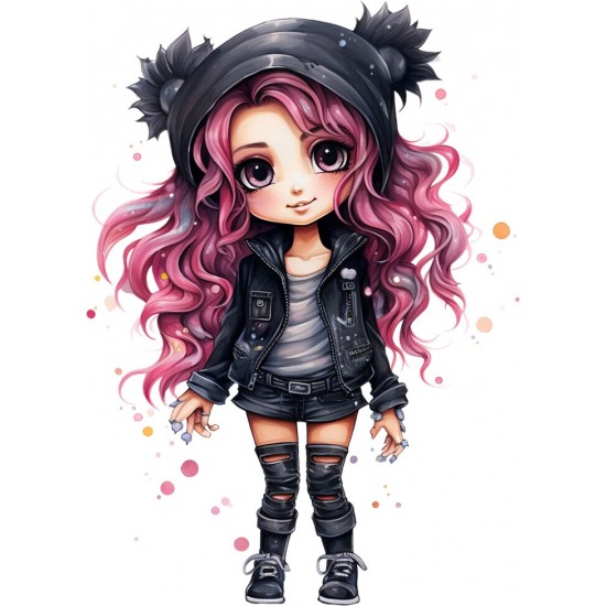 Sticker decorativ, Printesa Rock, Roz, 83 cm, 1331STK-11