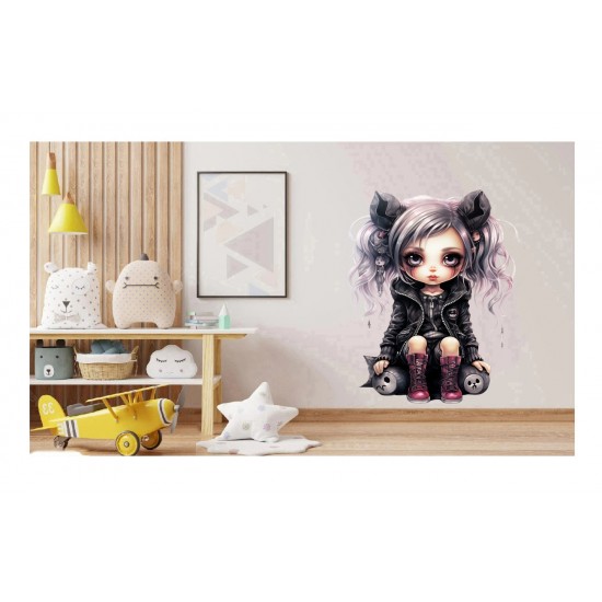Sticker decorativ, Printesa Rock, Negru, 76 cm, 1331STK-7 Sticker decorativ, Printesa Rock, Negru, 76 cm, 1331STK-7