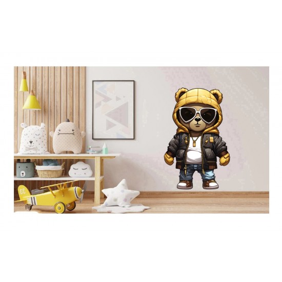 Sticker decorativ, Teddy Hip Hop, Galben, 89 cm, 1332STK-2