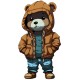 Sticker decorativ, Teddy Hip Hop, Maro, 90 cm, 1332STK-4
