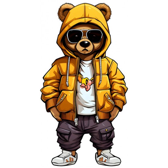 Sticker decorativ, Teddy Hip Hop, Portocaliu, 90 cm, 1332STK-6