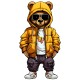 Sticker decorativ, Teddy Hip Hop, Portocaliu, 90 cm, 1332STK-6