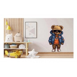 Sticker decorativ, Teddy Hip Hop, Albastru, 90 cm, 1332STK-8