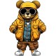 Sticker decorativ, Teddy Hip Hop, Galben, 90 cm, 1332STK-9 Sticker decorativ, Teddy Hip Hop, Galben, 90 cm, 1332STK-9