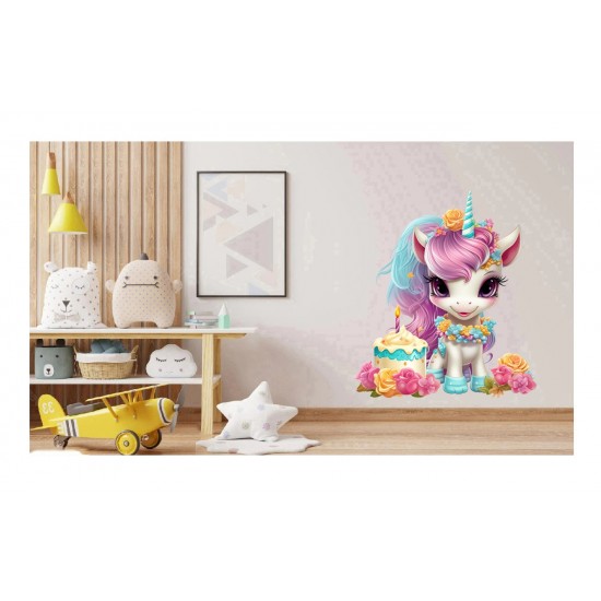 Sticker decorativ, Unicorn, Multicolor, 68 cm, 1333STK-1