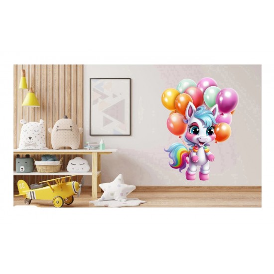 Sticker decorativ, Unicorn, Multicolor, 80 cm, 1333STK-6