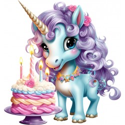 Sticker decorativ, Unicorn, Turcoaz, 66 cm, 1333STK-8