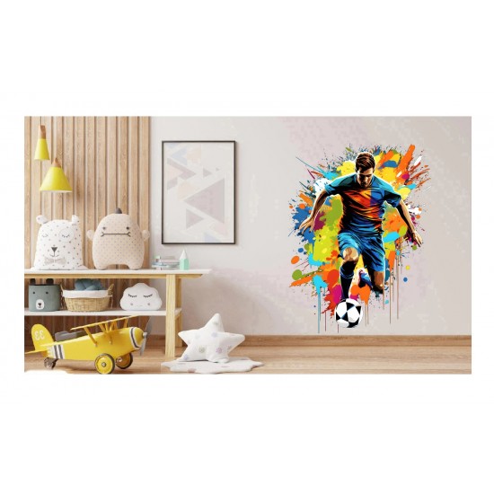 Sticker decorativ, Jucator Fotbal, Multicolor, 74 cm, 1335STK-15