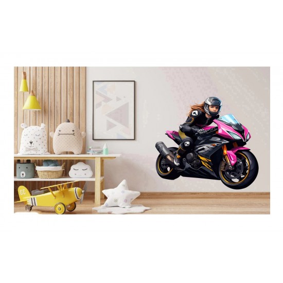 Sticker decorativ, Motocicleta, Negru, 65 cm, 1336STK-1