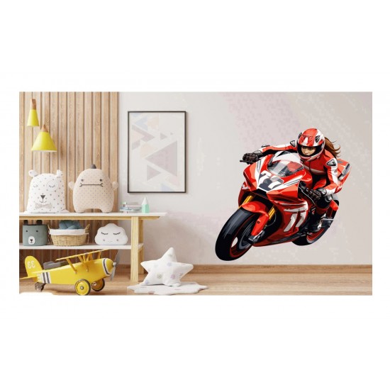Sticker decorativ, Motocicleta, Rosu, 68 cm, 1336STK-8