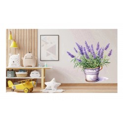 Sticker decorativ, Ghiveci cu Lavanda, Mov, 60 cm, 1339STK-4