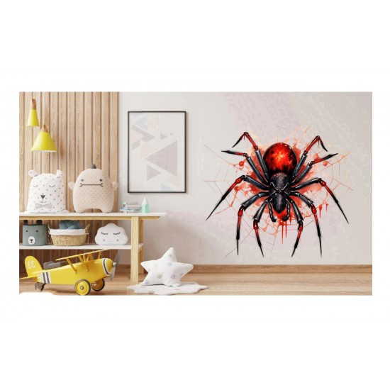 Sticker decorativ, Paianjen, Rosu-Negru, 68 cm, 1343STK-11