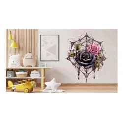 Sticker decorativ, Trandafiri, Negru, 69 cm, 1343STK-13